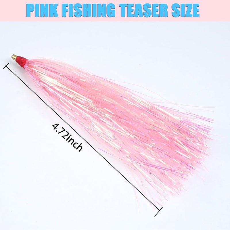 VATEICO Fishing Teasers,Bucktail Teaser Mylar Flash Teaser Tail Rigs Skirts Hair Flounder Fishing Lure Bait Rigs for Saltwater Freshwater - Image 2